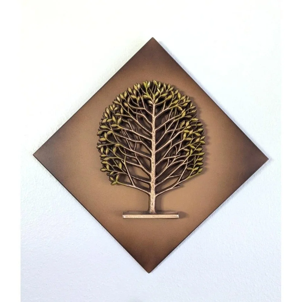 Syracuse Ornamental Co Syroco Wood Tree Wall Art Plaques Mid Century Set of 2